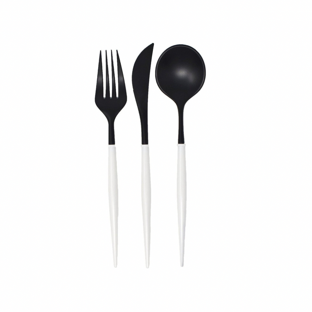Bella Black and White Reusable Cutlery - Lemonade Party Box