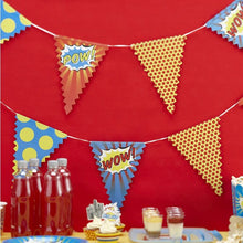 Load image into Gallery viewer, Superhero Party Banner (Bunting) - Pop Art - Lemonade Party Box
