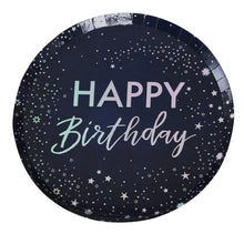 Load image into Gallery viewer, Iridescent Foiled Happy Birthday Paper Plates
