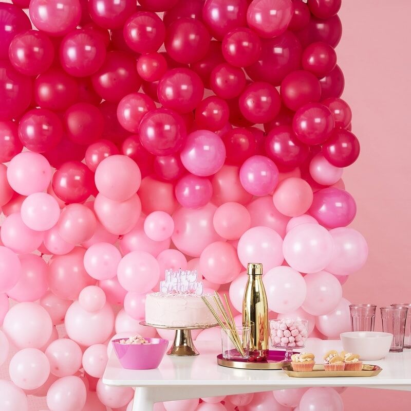 Ombre Pink Balloon Wall Decoration - Lemonade Party Box