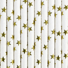 Load image into Gallery viewer, White &amp; Gold Paper Straws - Lemonade Party Box
