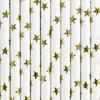 White & Gold Paper Straws - Lemonade Party Box